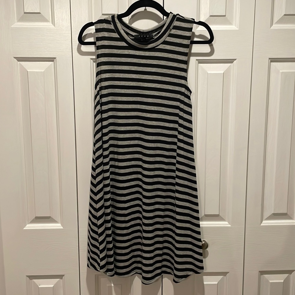 Snap Black and Gray Striped Dress